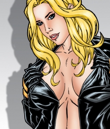 Black Canary stripping naked and playing with herself!
