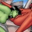 Hot lesbian action with Green and Red She Hulk!