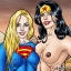 Supergirl and Wonder Woman fist and rim each other in lesbian duet!