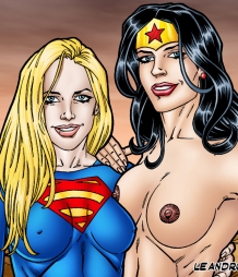 Supergirl and Wonder Woman fist and rim each other in lesbian duet!